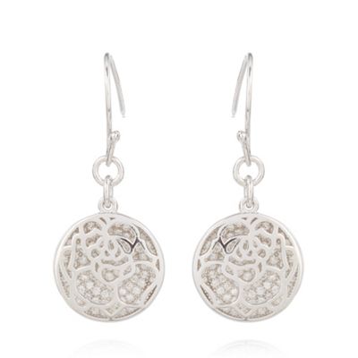 Sterling silver floral disc earrings